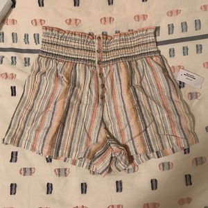 Sky and Sparrow Stripe Button Front Linen Shorts